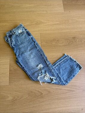 PacSun Blue Distressed Straight Leg Jeans